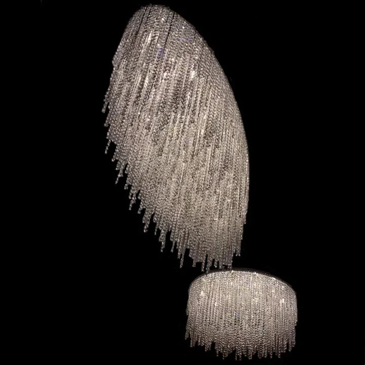 Modern Luxury Tassel Flush Mount Oval / round Crystal Chandelier Set for Living Room / bedroom / dining Room