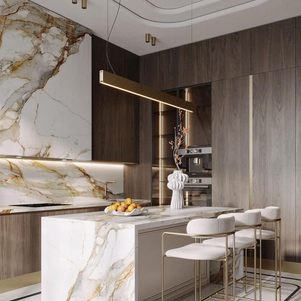 Nordic Minimalism Long Dining Table Pendant Light Antique Gold LED Creative Light for Kitchen Island / bar