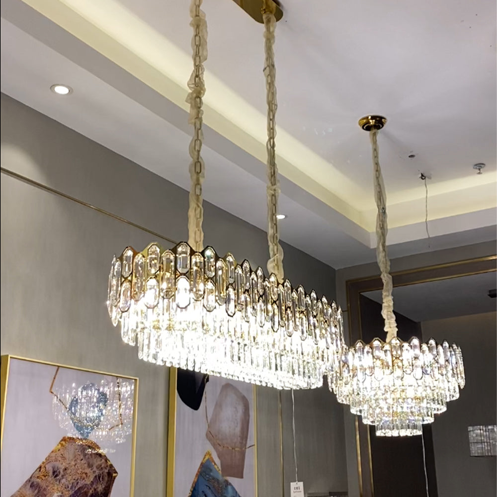 Modern Light Luxury Round / rectangle Crystal Chandelier Set for Living Room / dining Room / bedroom