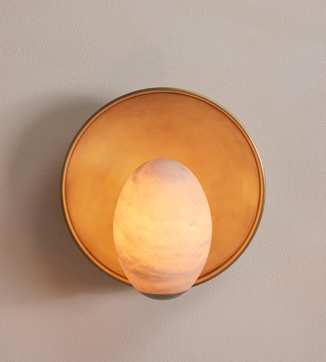 Alabaster Globe Brass Wall Sconce - Erhaus product image 2