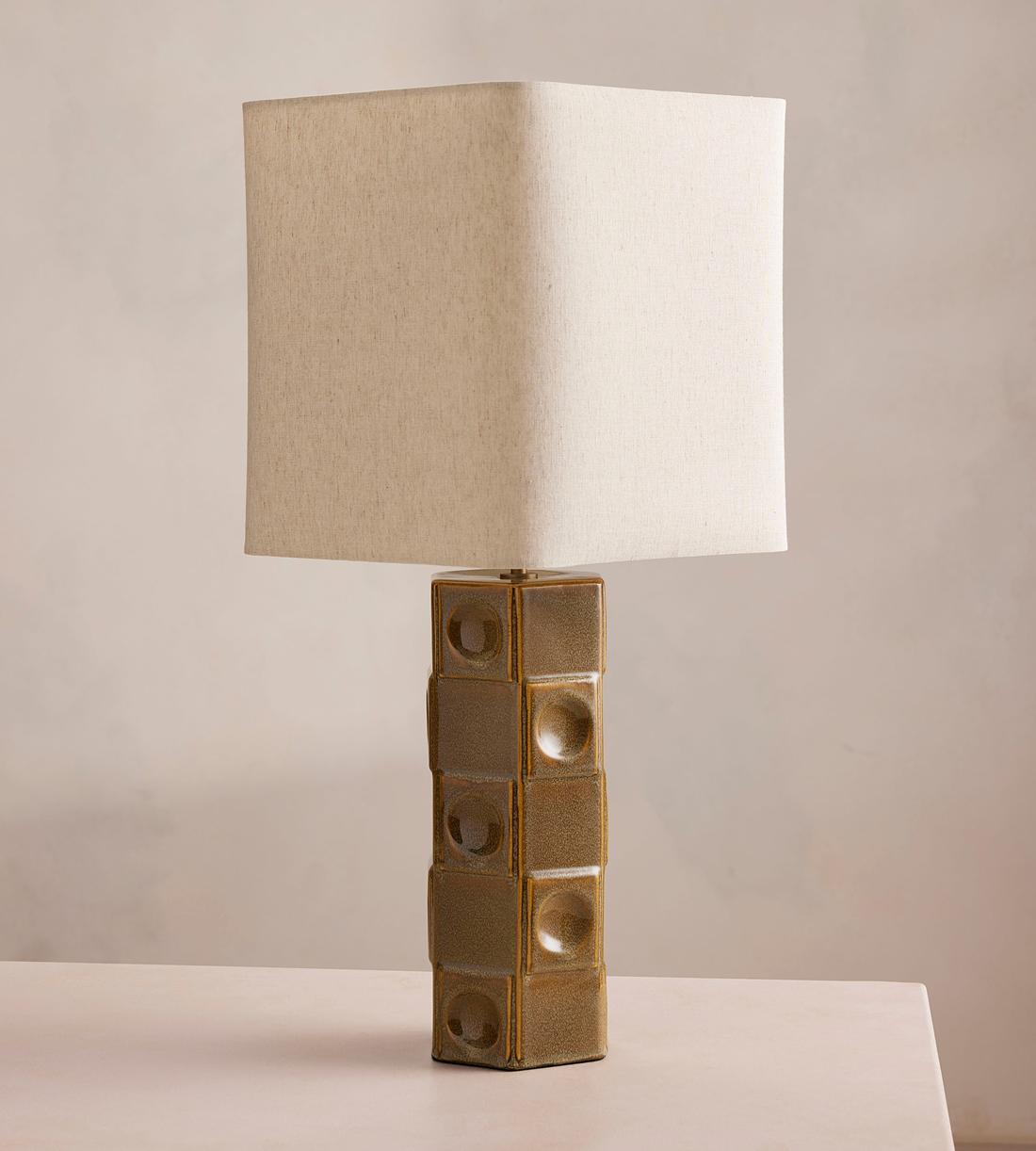 Ceramic Table Lamp with Rectangular Linen Shade - Erhaus product image 1