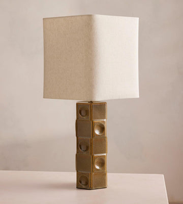 Ceramic Table Lamp with Rectangular Linen Shade - Erhaus product image 1