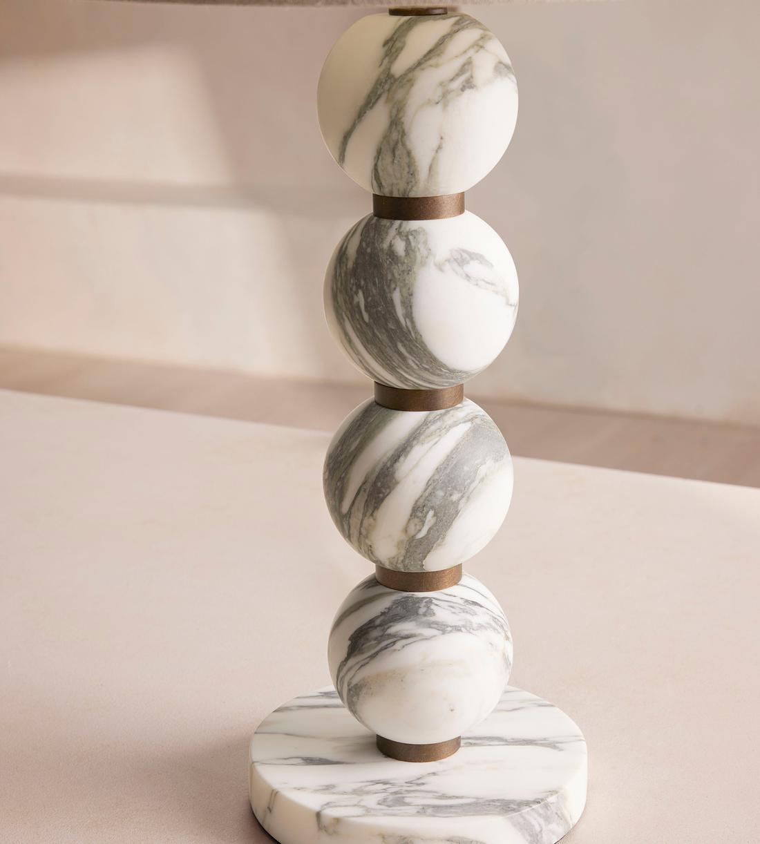 Marble Table Lamp with Linen Shade - Erhaus product image 5