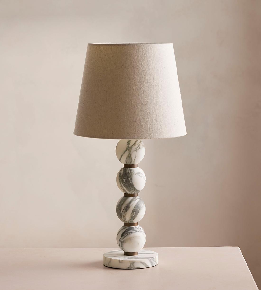 Marble Table Lamp with Linen Shade - Erhaus product image 1