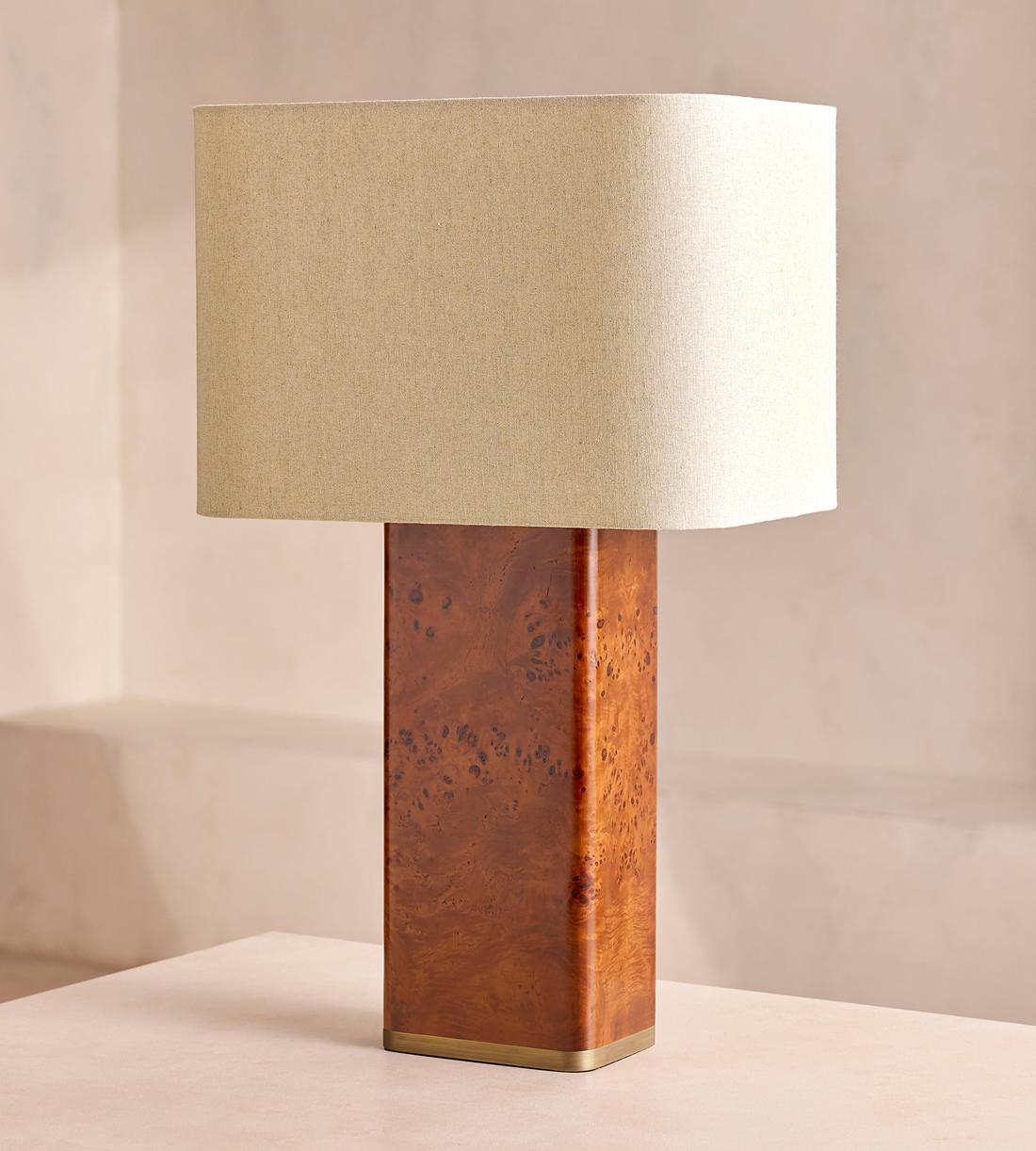 Mappa Burl Rectangle Table Lamp with Linen Shade - Erhaus product image 4