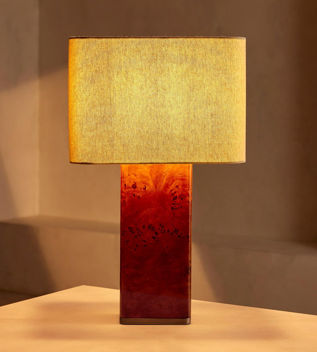 Mappa Burl Rectangle Table Lamp with Linen Shade - Erhaus product image 2