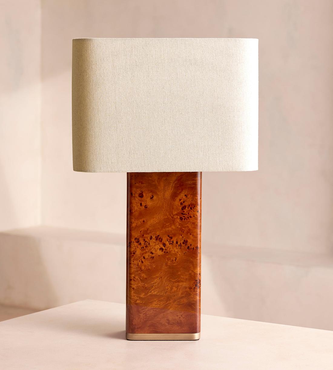 Mappa Burl Rectangle Table Lamp with Linen Shade - Erhaus product image 1