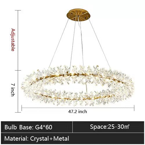 Round Wheel Frozen Ice Crystal Chandelier Light with K9 Crystals for Living Room Dining Hall