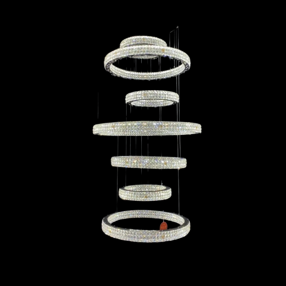 New Modern Light Luxury Oversized Multi-Tiered Rings Crystal Chandelier for Staircase / duplex / high-Ceiling