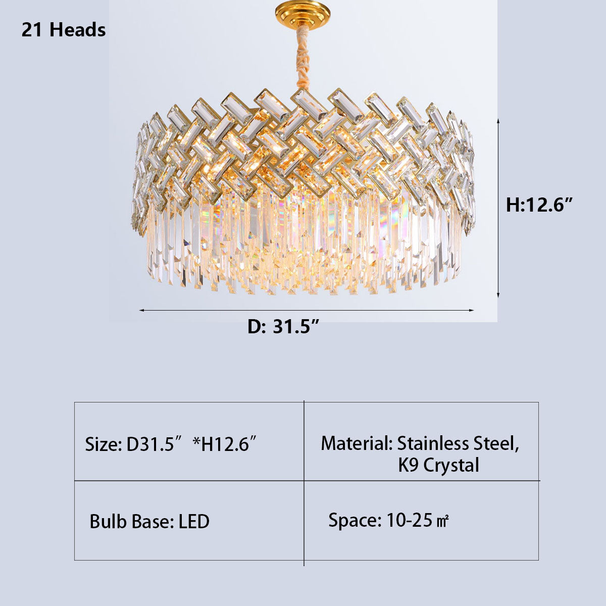 Post-Modern Light Luxury Fence Crystal Chandelier Suit for Living / dining Room