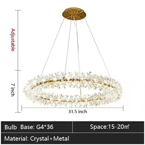 Round Wheel Frozen Ice Crystal Chandelier Light with K9 Crystals for Living Room Dining Hall