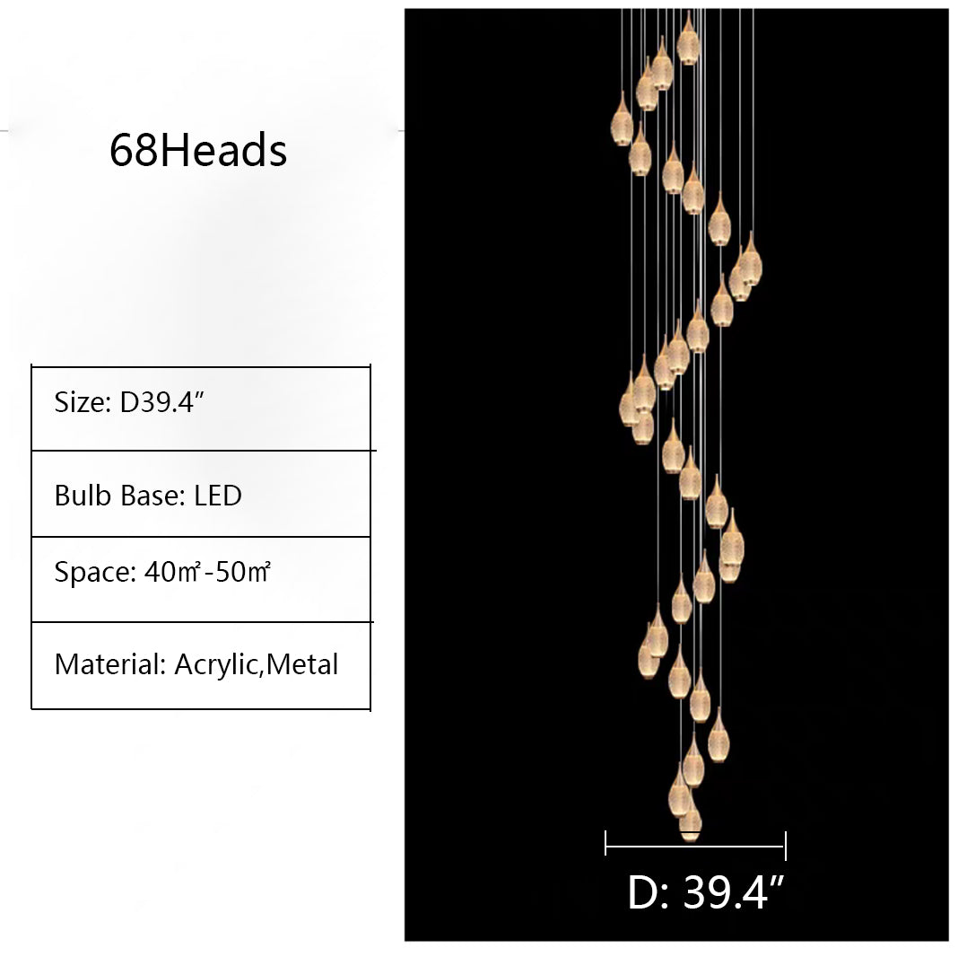 Post-Modern Extra Large Duplex Revolving Staircase Pendant Decoration Chandelier