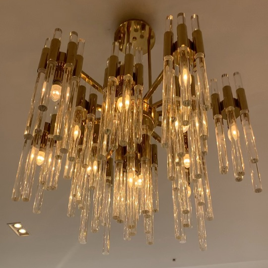 Luxury Metal and Glass Tiered Cylinder Chandelier for Living Room Bedroom Dining Room Bathroom
