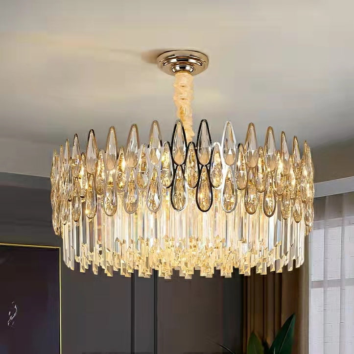 Modern Round / rectangular Raindrop Crystal Chandelier for Low-Ceiling