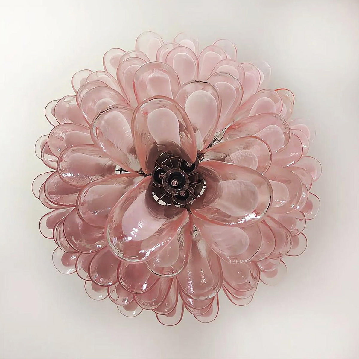 Murano Glass Chandelier – 52 Petals – Pink