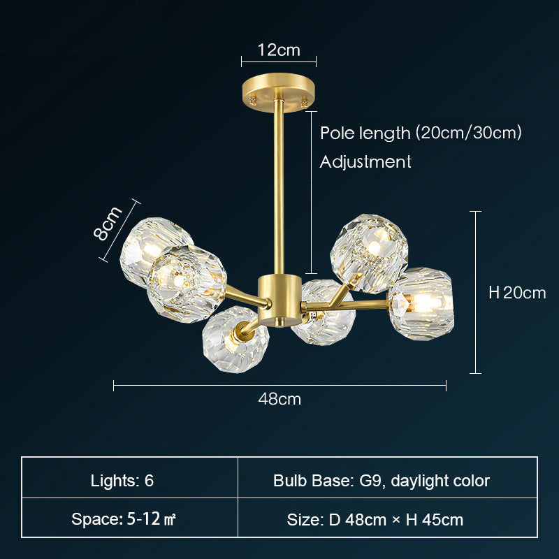 Brass Sputnik Chandelier with K9 Crystals Ceiling Light