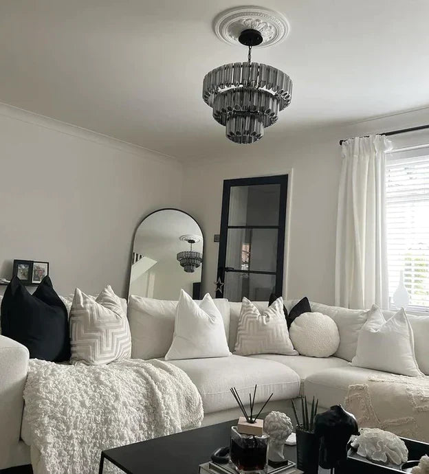 Modern Art Design 4 / 7-Light Smoky Gray / clear Layered Glass Chandelier