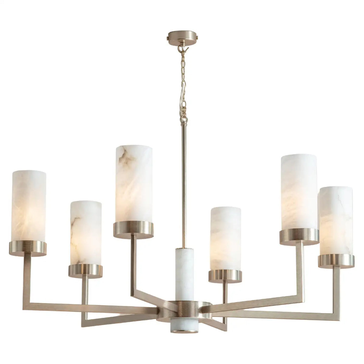 Contemporary Alabaster 6-Arm Compass Chandelier