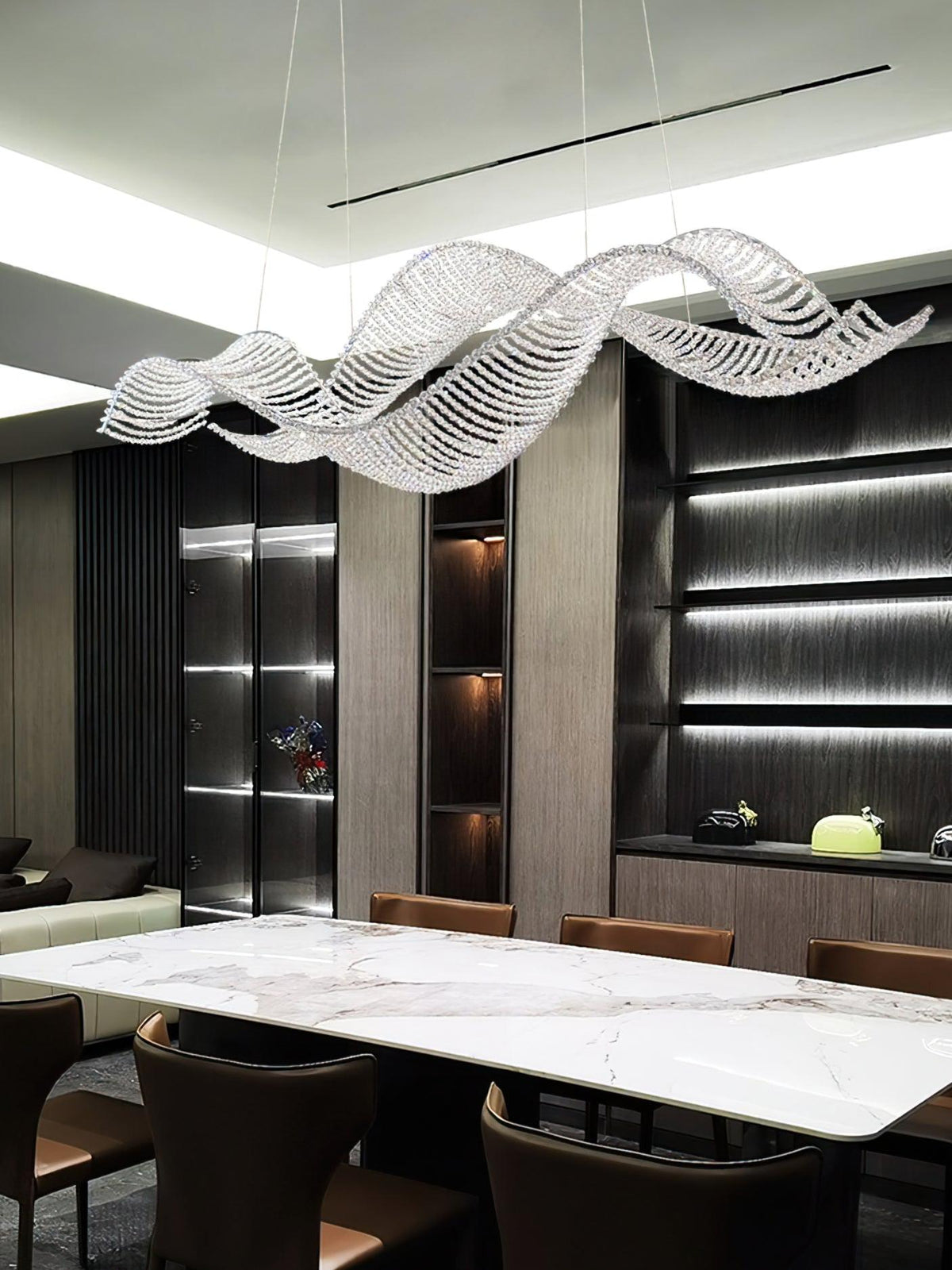 Modern Wavy Crystal Chandelier for Dining Room / kitchen Island