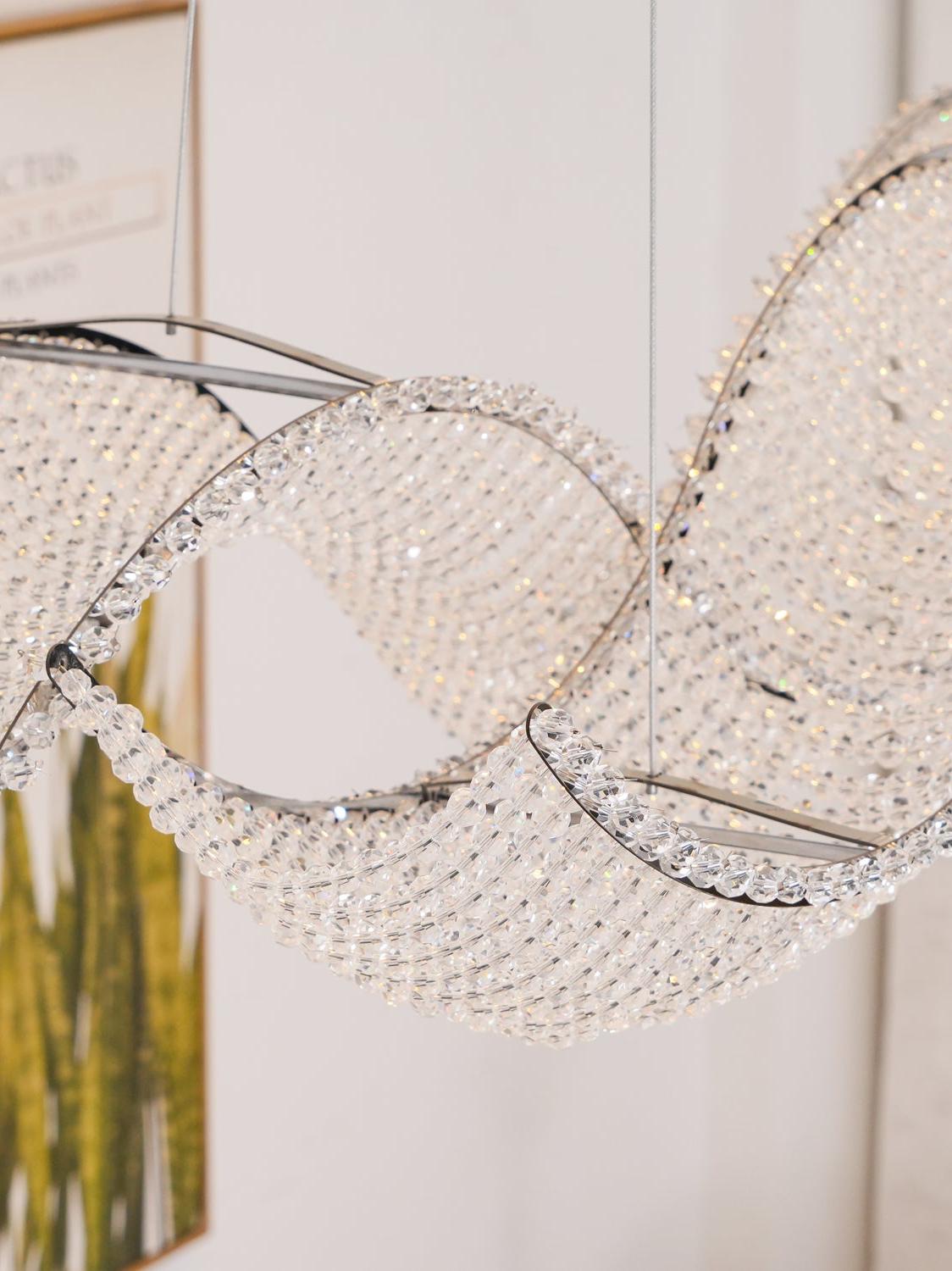 Modern Wavy Crystal Chandelier for Dining Room / kitchen Island