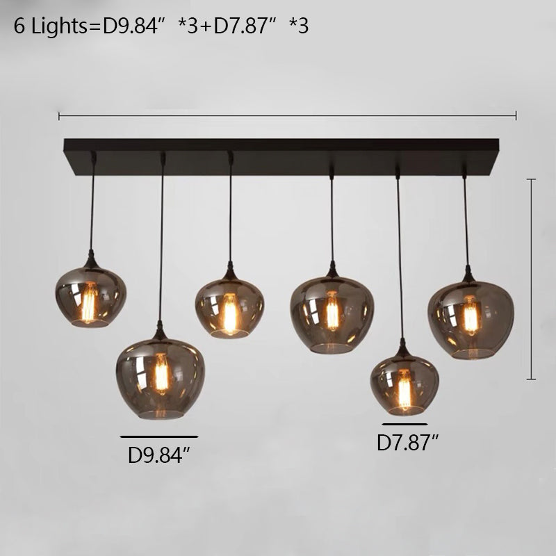 Modern Smoke Gray Glass Lamp Designer Chandelier for Cafe / kitchen Island / dining Room Style B