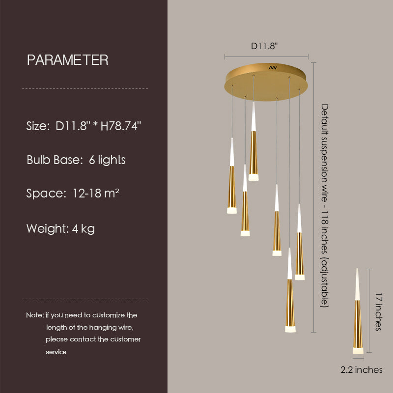 Spiral Staircase Chandelier Modern Style Ceiling Lamp Living Room Lighting
