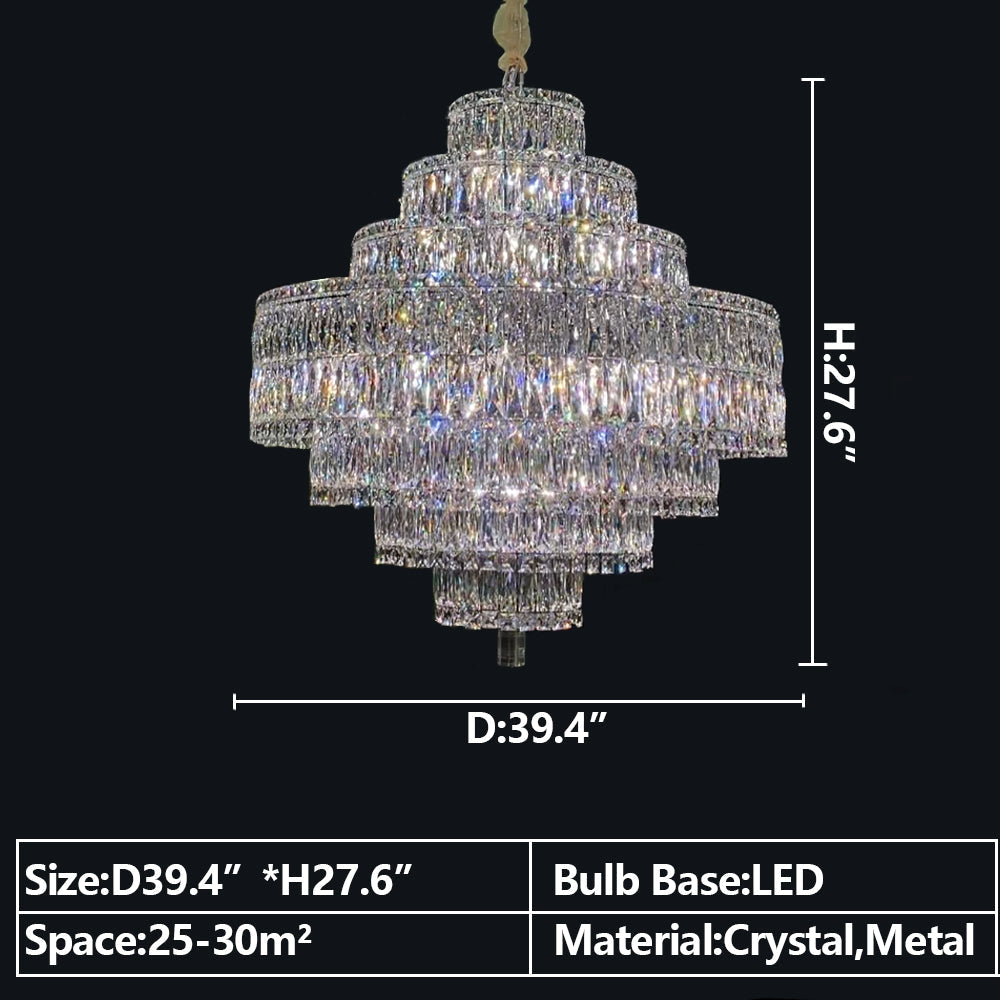 Delicate Light Luxury Multi-Layers Silver Round Crystal Chandelier for Living / dining Room / bedroom /