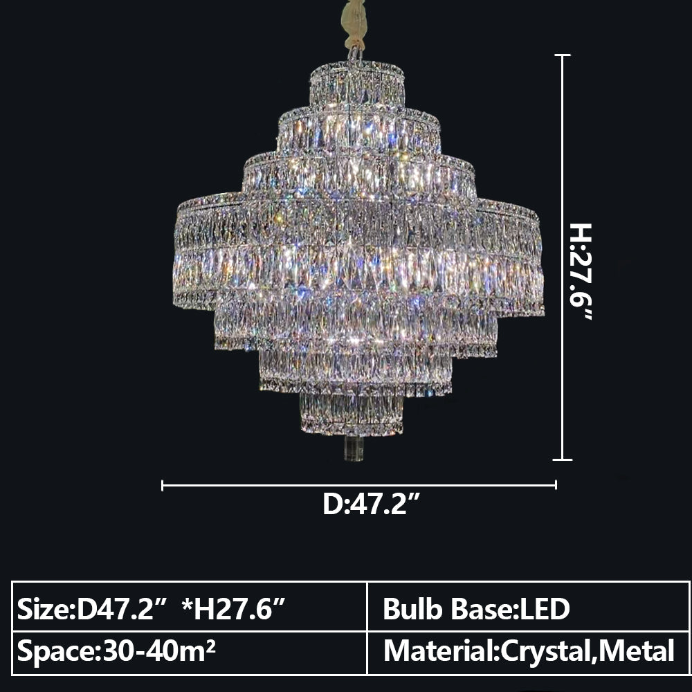 Delicate Light Luxury Multi-Layers Silver Round Crystal Chandelier for Living / dining Room / bedroom /