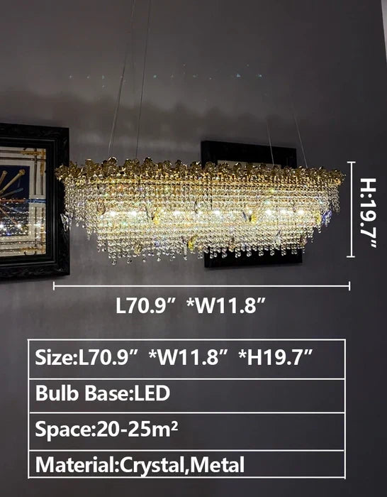 New Modern Luxury Rectangle Art Design Butterfly Crystal Chandelier for Kitchen Island / dining Area