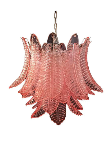 Murano Chandelier – 36 Glass Leaves – Pink
