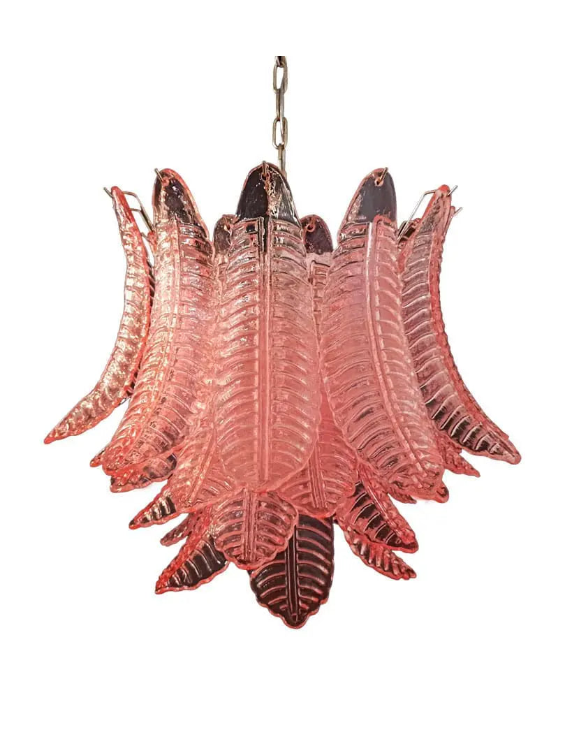 Murano Chandelier – 36 Glass Leaves – Pink