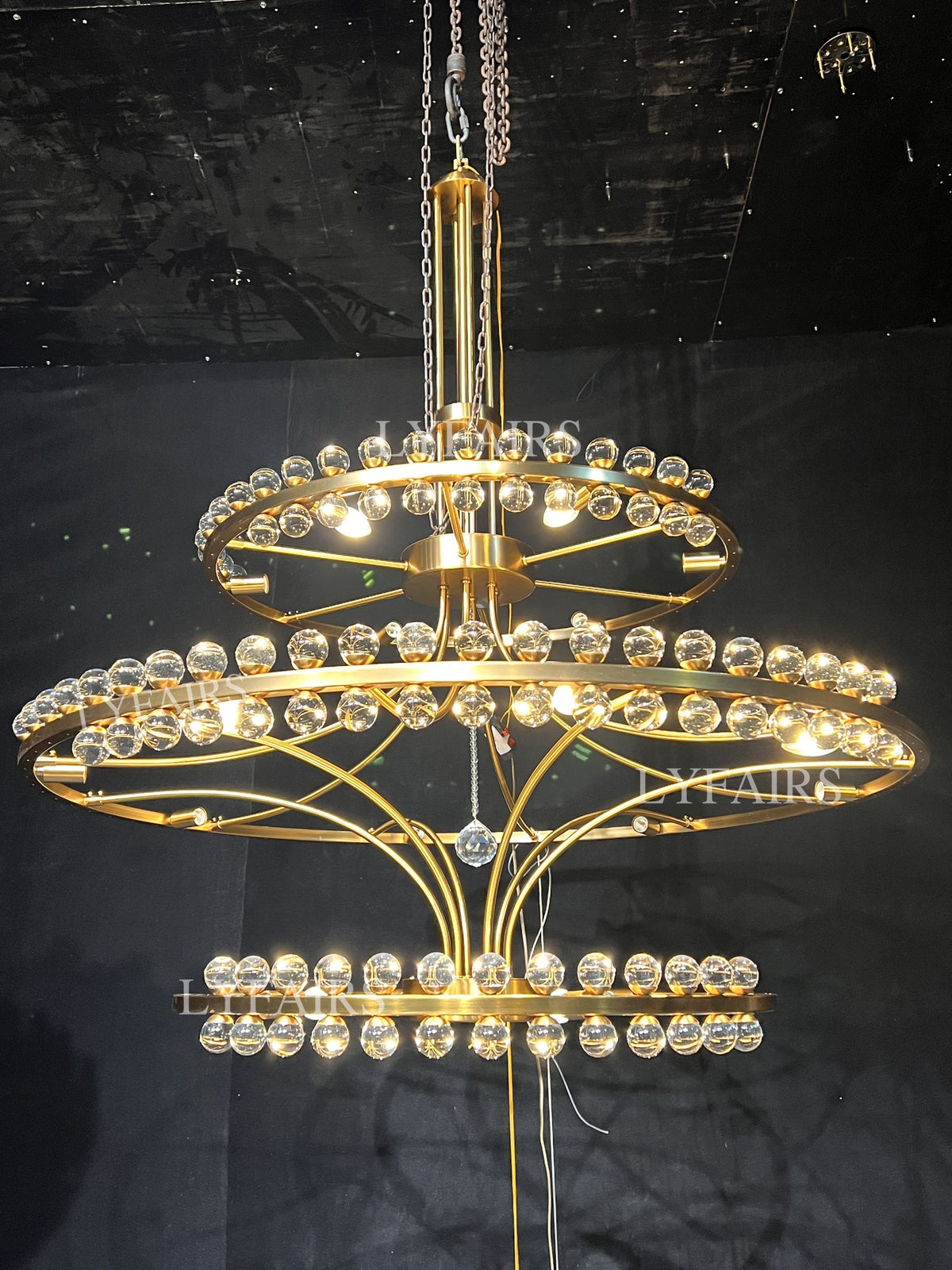 Modern 2 / 3 Ring Glass Ball Chandelier for Low-Ceiling