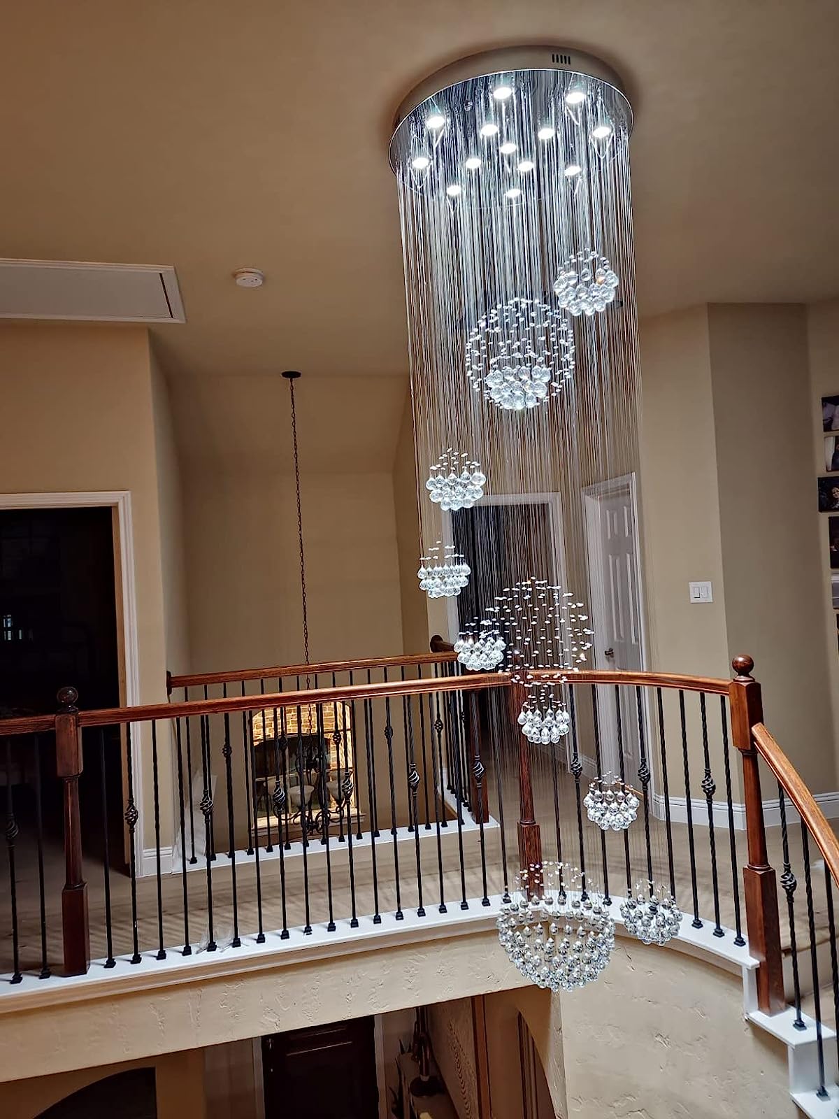 K9 Crystal Raindrop Globe Spiral Chandelier for Entryway and Staircase