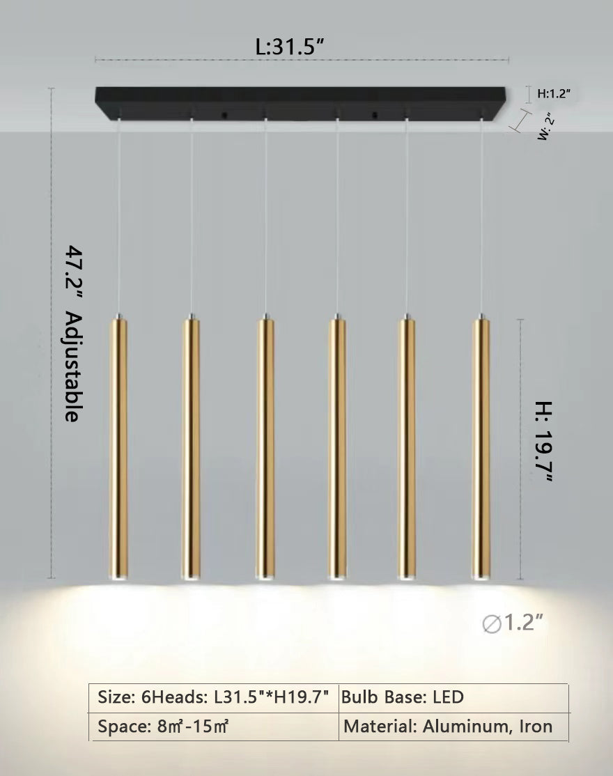 Scandinavian Gold Long Linear Chandelier Dining Pendant for Bar / Kitchen Island / Dining Room