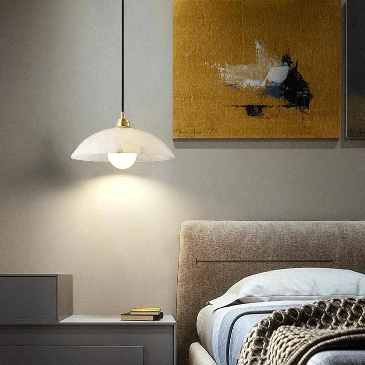 Alabaster Dome Pendant Light, Hanging Light for Living Room