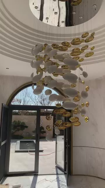 Modern Artistic Golden Dragon Egg Glass Pendant Ceiling Light for Dining Room
