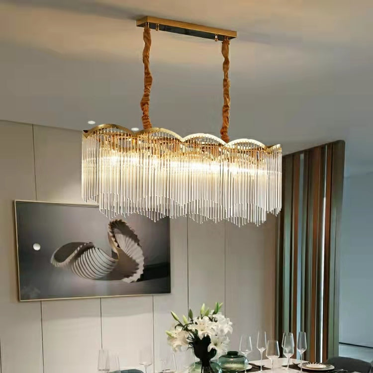 Elegant Lighting Chandelier Linear Crystal Lamp for Living / Dining Room