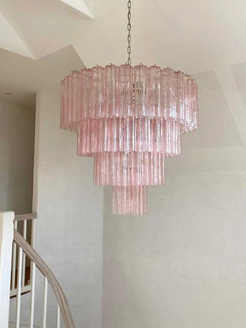 Murano Glass Chandelier – 78 Tubes – Pink