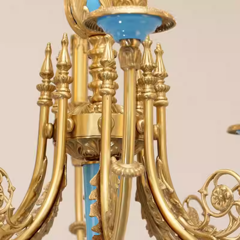 30X23 Inch 8 Lights Rococo Style Small Antique Copper Chandelier for Bedroom