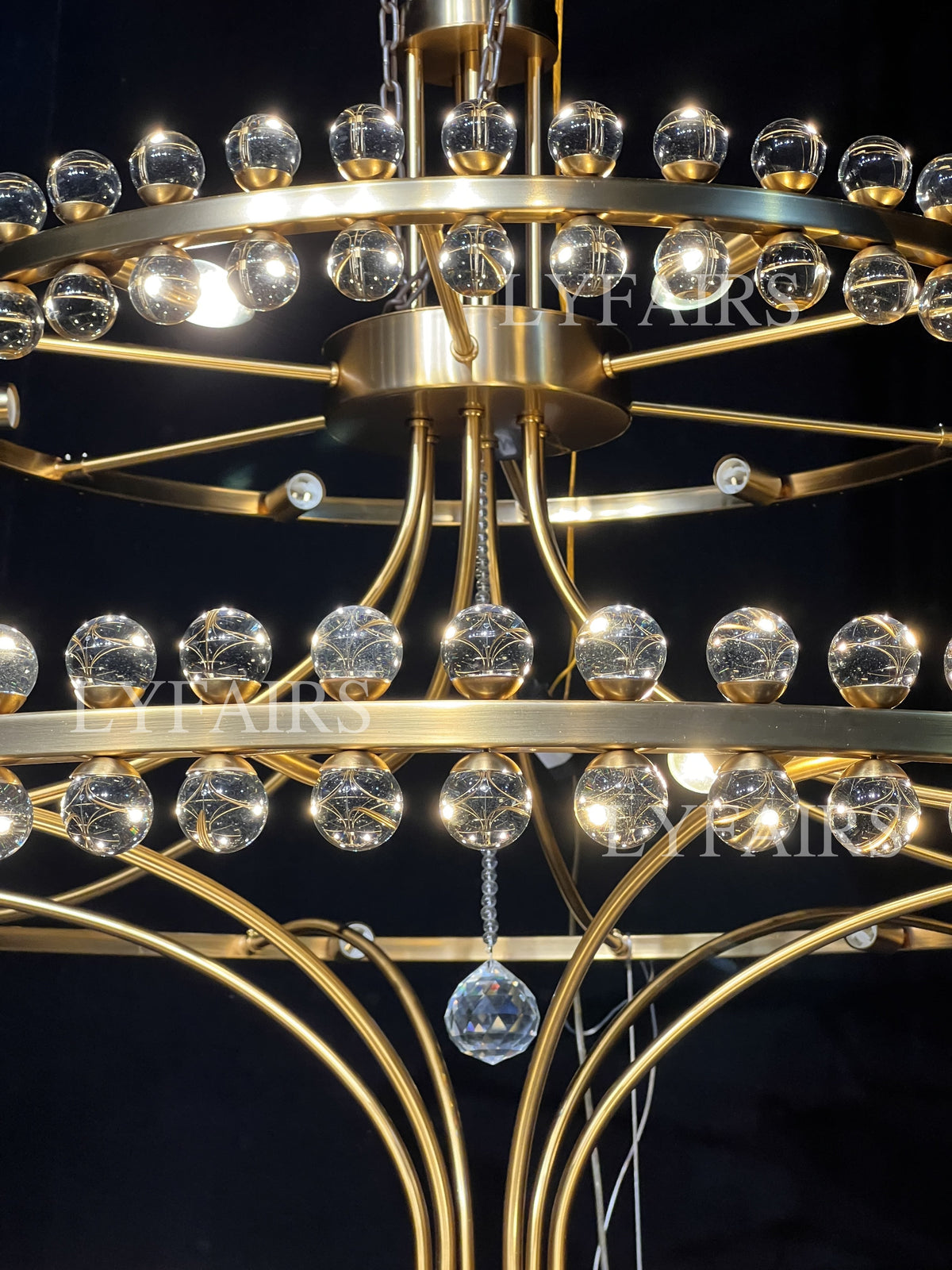 Modern 2 / 3 Ring Glass Ball Chandelier for Low-Ceiling