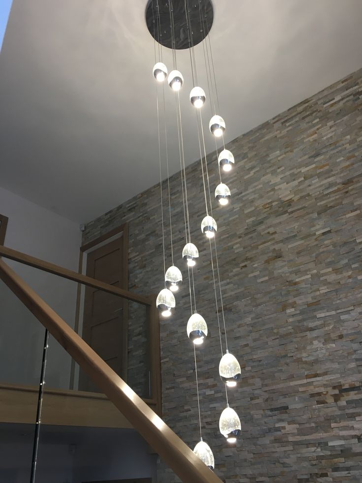 Extra Long Glass LED Droplight Chandelier Pendant for Staircase / foyer