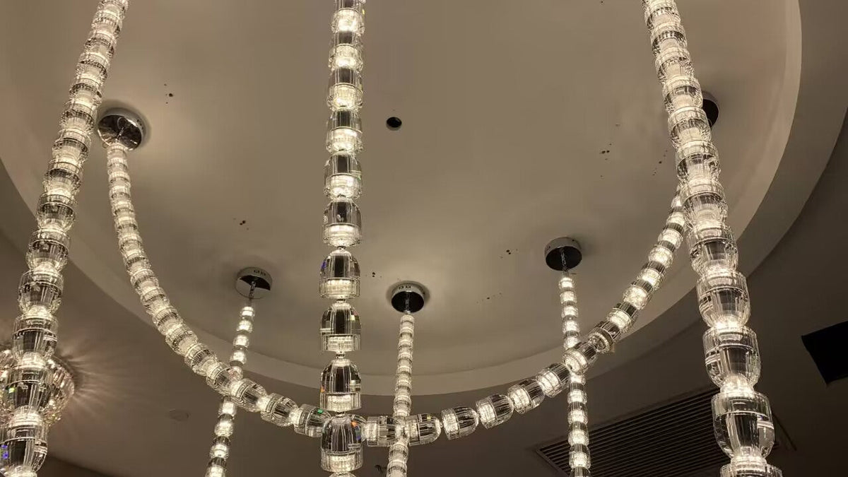 Modern Crystal Bullet Necklace Chain Chandelier for Living Room / staircase / foyer / hotel / restaurant