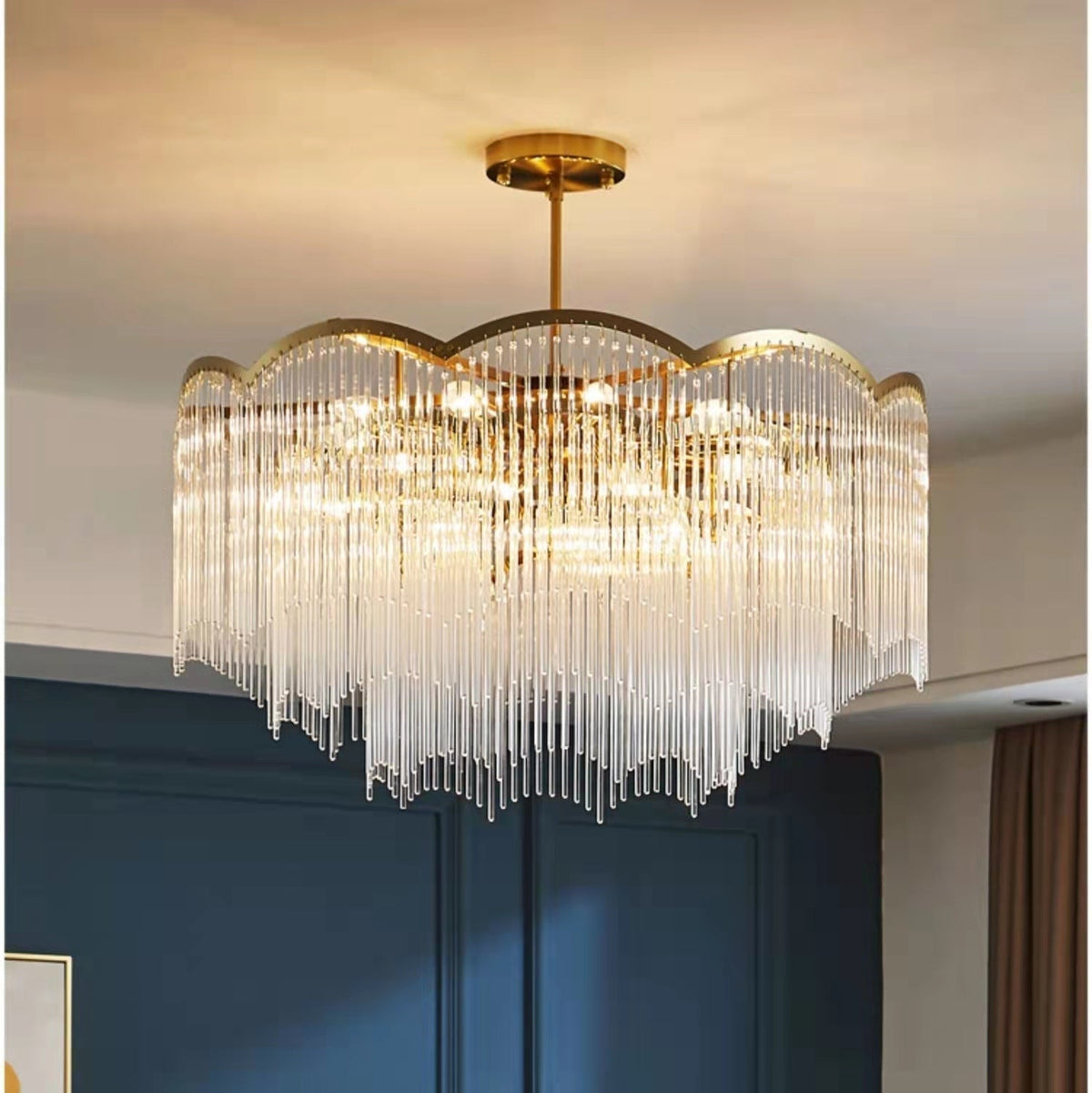 Elegant Lighting Chandelier Linear Crystal Lamp for Living / Dining Room