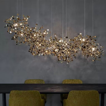 Nordic Modern Stainless Steel Round Decorative Chandelier for Dining Living Room Bar Cafe