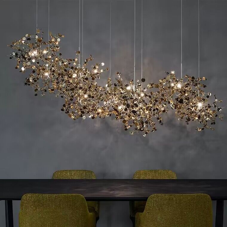 Nordic Modern Stainless Steel Round Decorative Chandelier for Dining Living Room Bar Cafe