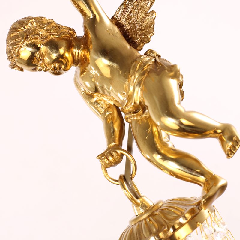 Mini Cast Copper Angel Crystal Pendant Light