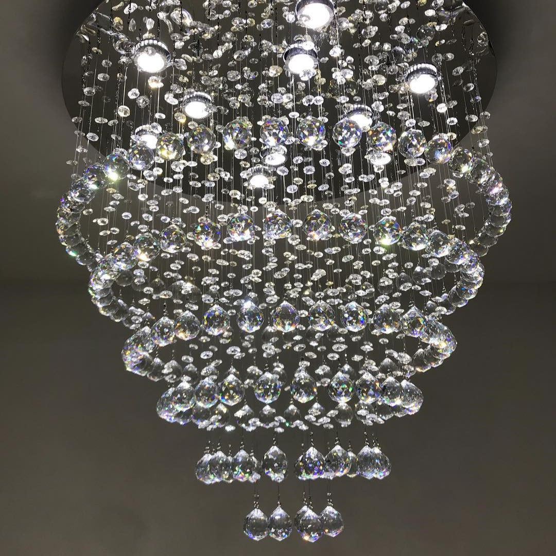 Modern Flush Mount Crystal Raindrop Chandelier for Living / dining Room