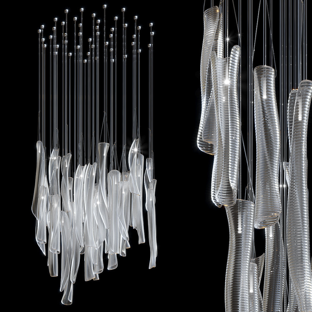 Luméa Organic Glass Tube Cluster Chandelier