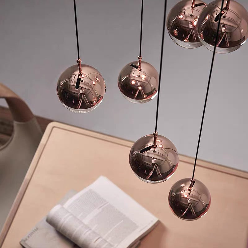 Nordic Simple Globe Pendant Light in Gold or Rose Gold
