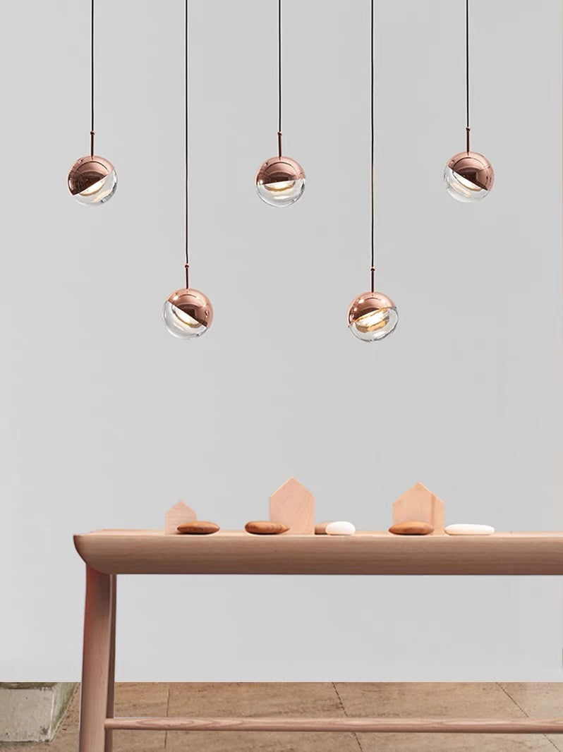 Nordic Simple Globe Pendant Light in Gold or Rose Gold